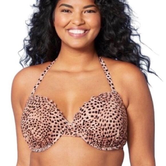 Shade & Shore Other - Shade & Shore Animal Print Halter Bikini Top